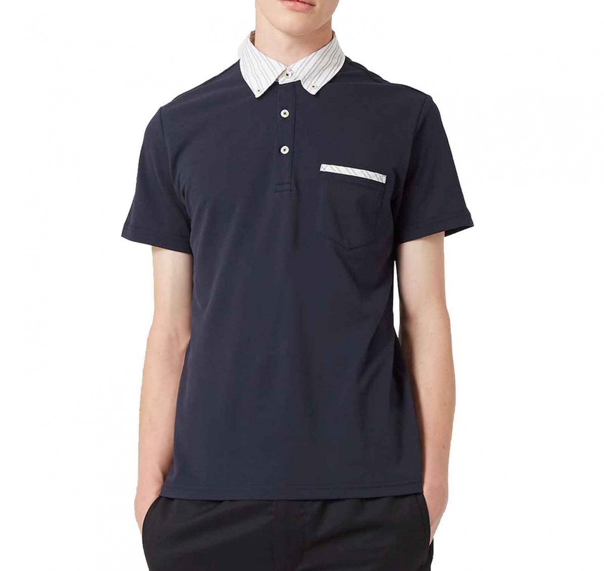 Cut And Sew Polo T-Shirt Pocket