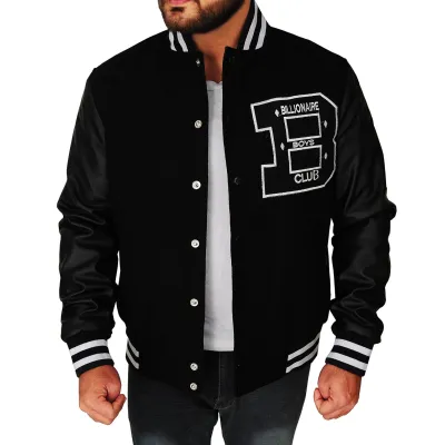 Black Varsity Jacket Manufactured By The Leading Varsity Jackets Manufacturer In Pakistan.