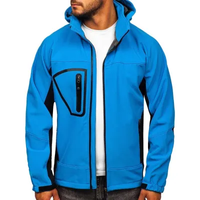 Premium Quality Light Blue Men Soft Shell Jacket