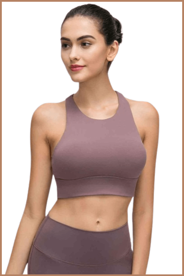 A Girl Wearing High Quality Yoga Bra Manufactured By The Best Yoga Wear Manufacturer In Pakistan